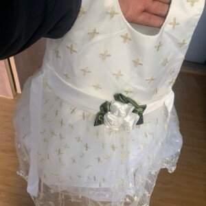 Girl's Light Bow Applique Sleeveless Party Knee-Length Dress Polyester And Viscose