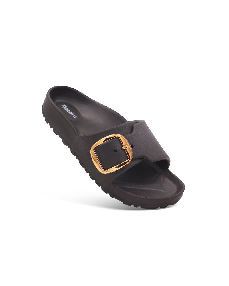 Women’s Solid Buckle EVA Slide | Open-Toe Lightweight Comfort