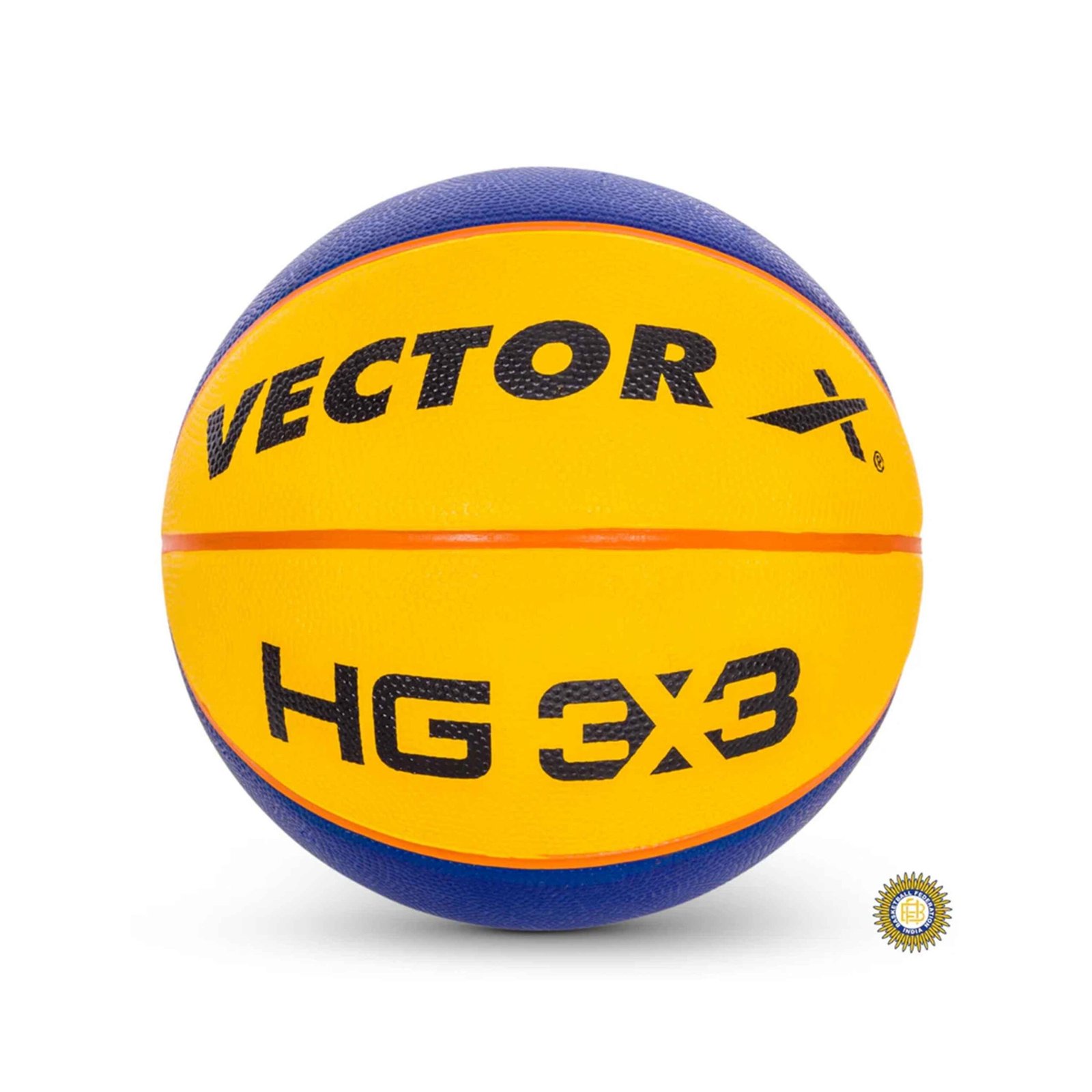 Vector X HG 3X3 Official Match Ball (Basketball Federation of India) Specialized Reinforced Rubber Basketball - Blue-Yellow / 6