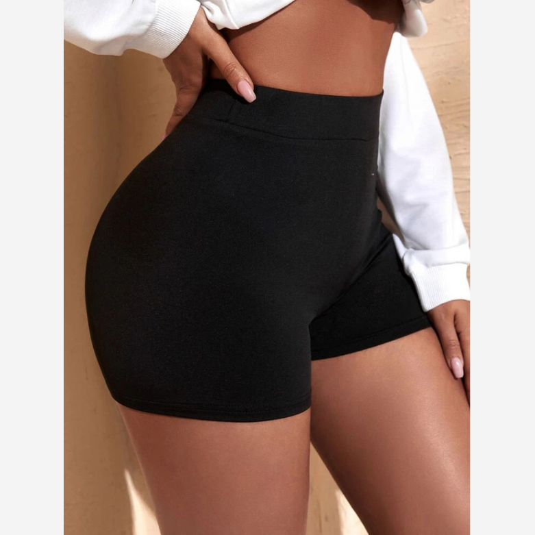 SXY Spring And Summer Black Wide-Waisted Motorcycle Tight Shorts - Summer Shorts - Size Medium