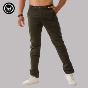 Wraon Dark Green Premium Stretchable Formal Cotton Pant For Men - Fashion | Pants For Men | Men's Wear | Chinos | - Formal Cotton Pant - Waist 32
