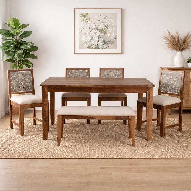 Charles Sheesham Wood 6 Seater Dining Set with Hand Painting