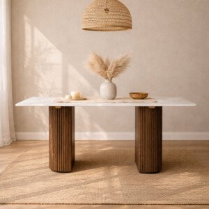Gistel Marble Top 6 Seater Dining Table