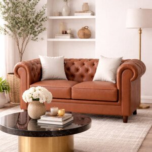 Grace Chesterfield 2 Seater Sofa in Premium Lethrite Fabric in 2 Colours