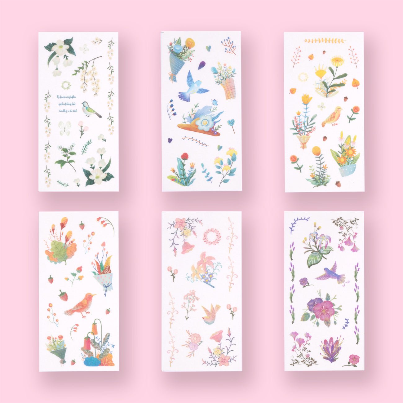 Washi Retro Flower Stickers - Set of 6