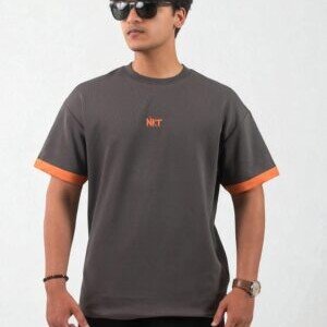 Grey Round Neck T-Shirt - Half Sleeve T-Shirt - Size Large