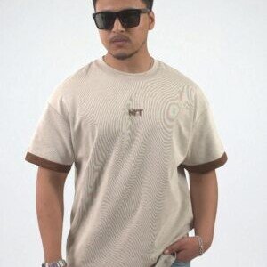 Cream Round Neck T-Shirt - Half Sleeve T-Shirt - Size 2XL