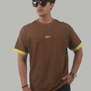 Brown Round Neck T-Shirt - Half Sleeve T-Shirt - Size Medium