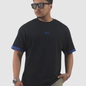 Black Round Neck T-Shirt - Half Sleeve T-Shirt - Size Medium