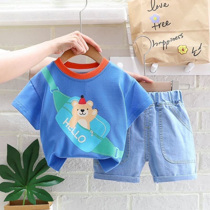 Summer Casual Striped T-Shirt And Shorts Set For Boys - Sizes 80 cm(6 months to 1 year), 90 cm(1 to 2 years), 100 cm(2 to 3 years), 110 cm(3 to 4 years) and more