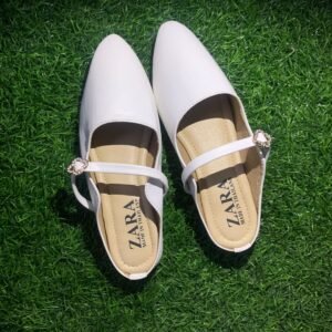 White Pointed Toe Women’s Slingback Flats