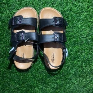 Black Double Buckle Kids Sandals