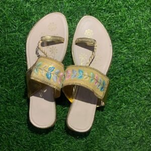 Golden Embroidered Ethnic Women’s Sandals
