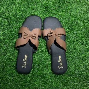 Brown Bow Strap Women’s Comfort Slides