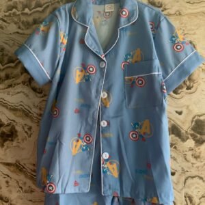 Blue Superhero Print Kids Night Suit