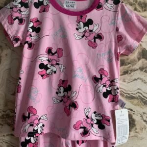 Pink Cartoon Mouse Print Girls T-Shirt and Shorts Set