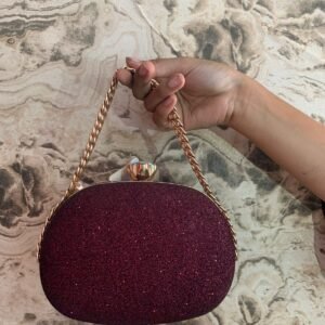 Maroon Glitter Oval Party Clutch