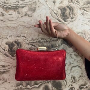 Red Crystal Rectangular Party Clutch