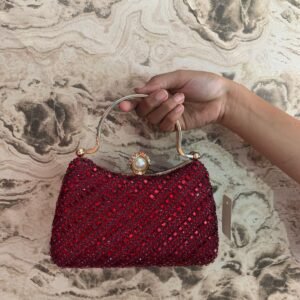 Red Crystal Handle Party Clutch