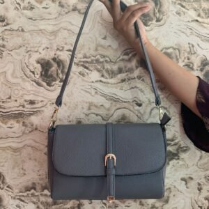 Grey Buckle Shoulder Bag